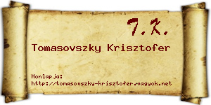 Tomasovszky Krisztofer névjegykártya